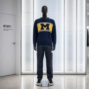 OTS MI Wolverines Mens XL Pullover Sweater Navy Blue Cotton NWT Preppy Academia
